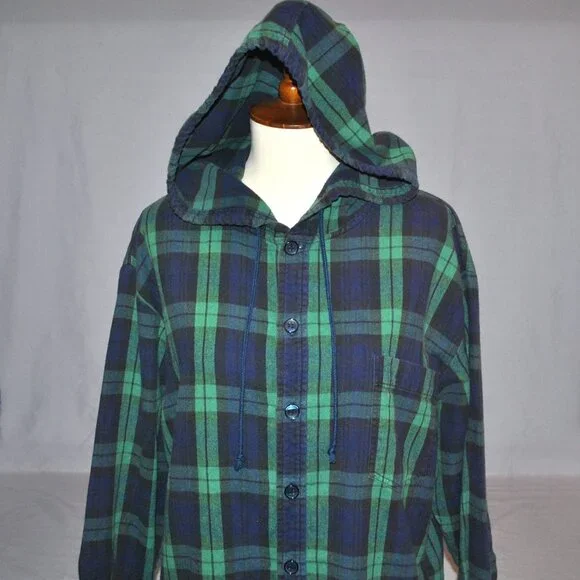 Vintage Limited Jeans Plaid Shirt Size Small Flannel Button Down w/ Hood - Picture 4 of 7